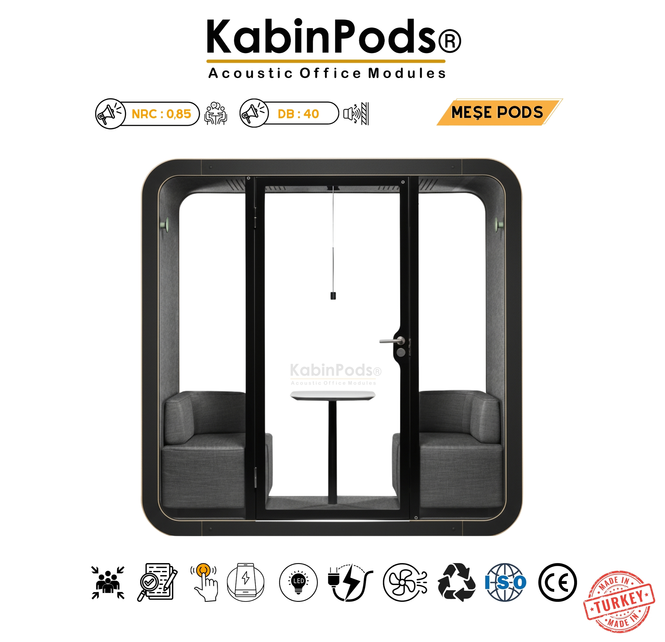 Akustik Kabin NRC19 - En İyi Ses İzolasyonlu Telefon Kabini Modelleri